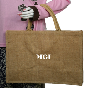 Wholesale Custom <b>Printed</b> Eco-Friendly Jute Shopping Tote Bags <b>Extra</b> <b>Large</b> Hand Length Handle Zipper Closure Letter Pattern - Product Image 5