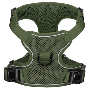 Harnais pour chien personnalisé, grande taille, couleur verte, respirant, rembourré, en cuir, pour l'entraînement, la promenade et la randonnée - Product Image 2