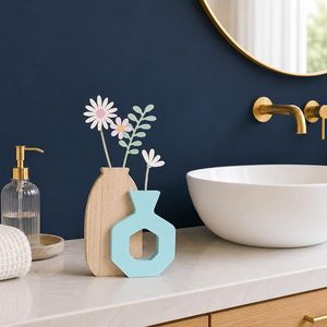 Jarrón Decorativo de Bambú Pintado, Minimalista, Redondo, Centro de Mesa para Bodas, Decoración para Baño y Hogar - Product Image 1