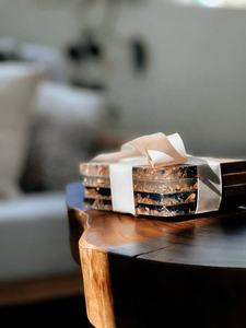 Joint de résine transparente bonne qualité bois caboteur vaisselle article noël vintage luxe espace sous-verres en bois - Product Image 3