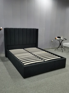 Cama King Size Contemporánea de Lujo con Plataforma Tapizada, Cabecera Alta y Almacenamiento - Product Image 6