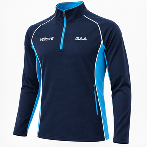 Chaqueta Deportiva Wilcare con Media Cremallera, Color Azul Marino con Detalles en Azul Claro, Transpirable, para Deportes de Equipo - Product Image 1