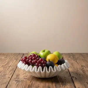 Bols décoratifs classiques en marbre blanc naturel pour mariage et fête, 100 % faits à la main, pour fruits, bijoux, onyx, travertin, style moderne - Product Image 2