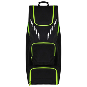 Sac de sport noir et vert citron avec plusieurs poches et poignée de transport, capacité 50-70L, matière 600D - Product Image 1
