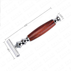 Maquinilla de Afeitar de Seguridad Profesional de Doble Hoja de Acero Inoxidable con Mango de Madera, Reutilizable, Personalizable, OEM - Product Image 2