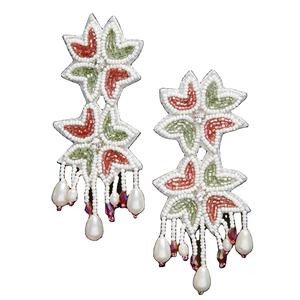 Multi Color Beads & <b>Pearls</b> Studded Floral Design Beaded <b>Earrings</b> Women Festive Party Jewelry At Best Price Beaded <b>Earrings</b> - Product Image 1