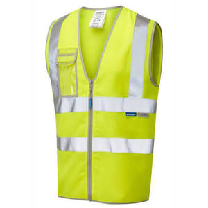 เสื้อกั๊กสะท้อนแสงสำหรับผู้ชาย สีเหลือง คอวี ปิดด้วยซิป ระบายอากาศได้ดี น้ำหนักเบา มีกระเป๋า สำหรับใส่ทำงาน เสื้อคลุมฤดูร้อน - Product Image 1