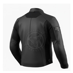 Blouson de moto en cuir pour homme, respirant, léger, multi-poches, protections intégrées, coupe ajustée. - Product Image 2
