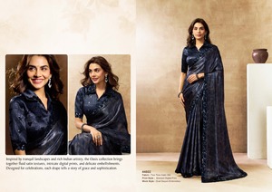 NEW DESIGNER SATIN WOMEN'S ALL SEASONS PARTY WEAR <b>SAREE</b> COLLECTION - Product Image 2