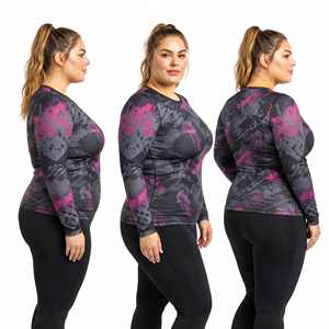 OEM Custom Plus Size Sublimated <b>Compression</b> T Shirt <b>Women's</b> Long Sleeve Rash Guard Tee 230 GSM Polyester Ladies Slim Fit T-Shirt - Product Image 6