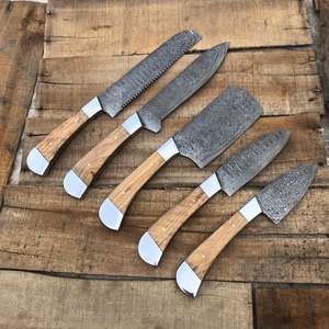 Ensemble de couteaux de cuisine Thewizcrafts en acier damas fait main, 5 pièces, manches ambidextres, compatibles lave-vaisselle, couteaux de haute qualité - Product Image 2