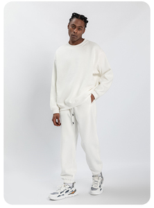 High Quality Solid Plain Jogging Set Men <b>Blank</b> Heavy <b>Weight</b> Brushed Fabric Hooded Top Pants Apparel Bundles - Product Image 2