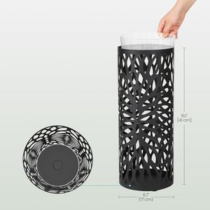 Portaombrelli in ferro per ingresso, appendiabiti rotondo autoportante con vassoio raccogligocce rimovibile per bastoni e canne da passeggio - Product Image 3