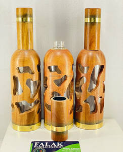 Bouteille d'eau artisanale moderne FALAK WORLD EXPORT 99% bois pur 1000ml écologique réutilisable avec couvercle anti-corrosion – Meilleure vente - Product Image 4