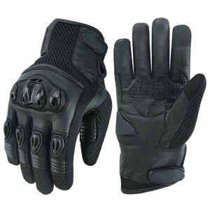 Gants de moto unisexes en cuir véritable pour l'hiver, compatibles avec les écrans tactiles, fermeture à boucle et crochets pour une sécurité accrue lors de la conduite - Product Image 1
