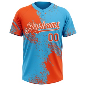 Uniforme de Softbol Azul Cielo y Naranja de Moda, Transpirable, de Secado Rápido, con Malla Bird Eye, Jersey de Alto Rendimiento, Directo de Fábrica - Product Image 3