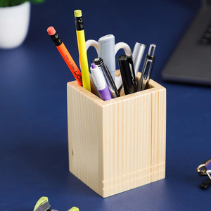 Solid Wood Pen Holder Personalized <b>Creative</b> Rustic Wooden Pen Holder Desktop Storage Rack Wholesale Price - Product Image 3