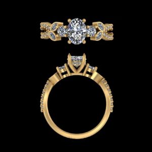 1.63 Carat Oval Cut Diamond Engagement Ring 18k 14k Gold Marquise Floral Side Stone Wedding Band Women Bridal Fine Jewelry <b>Gift</b> - Product Image 1