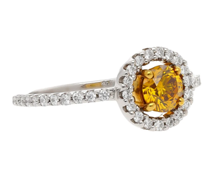 Anillo de Compromiso Clásico para Mujer, Chapado en Plata 925, con Citrino y Halo de Diamantes, Corte Redondo, Piedra Natural, Piedra de Nacimiento de Noviembre - Product Image 3