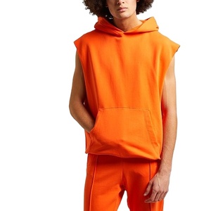 Nouveau sweat à capuche sans manches personnalisé avec logo brodé, imprimé, fermeture éclair intégrale, sans manches, pour hommes - Product Image 1