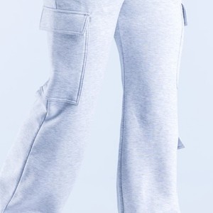 Pantalon de survêtement cargo décontracté pour femme, en coton 100% teint uni, avec cordon de serrage élastique, longueur intégrale, couleur unie, vente en gros - Product Image 6