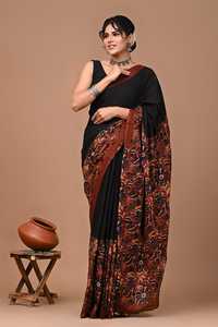 Sari Mulmul 100% Algodón Puro, Estampado a Mano, Sari Indio Jaipuri, Ligero, Suave y Transpirable, Sari para Usar en Verano, Venta al por Mayor - Product Image 2