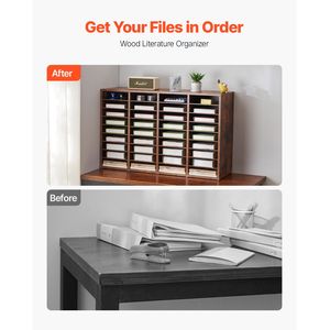 36 Compartment Literature <b>Organizer</b> with Removable Shelves Particle Board Office Mailbox Sorter for Home Office Use <b>File</b> Trays - Product Image 2