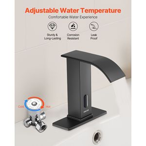 Grifo Automático para Lavabo de Baño con Sensor de Movimiento, Diseño de Cascada sin Contacto, Funciona con Batería, para Uso en Baños y Aseos - Product Image 4
