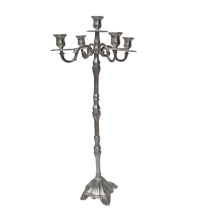 Elegant <b>Silver</b> Aluminum 5-Arm Candelabra Candle Holder For Wedding Decoration Home Decor & Dining Table Centerpiece <b>Candlestick</b> - Product Image 3