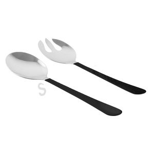 Juego de servidor de ensalada de cubiertos SS de acero inoxidable con mango largo Jumbo; herramientas de ensalada de metal Premium - Product Image 1