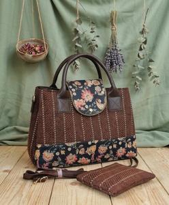 Sac fourre-tout thermique en toile de style national avec grande capacité, bandoulière et pochette pour les trajets quotidiens et les voyages - Product Image 6