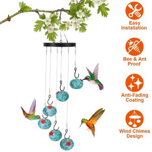 Comedero para Colibríes Colgante para Exteriores con Campanas de Viento, a Prueba de Hormigas y Abejas, Hermosa Decoración para Jardín y Patio para Observación de Aves - Product Image 3