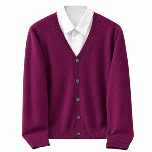 Wholesale Hot Selling Men's Breathable Solid <b>Cardigan</b> Autumn Outerwear Couples Knit Loose Casual Top Standard <b>Thickness</b> Sweater - Product Image 3