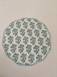 Light Blue Modern Reversible Cotton Leopard Print Quilted <b>Thin</b> Customizable Machine Washable Round/Square/Oval Placemat <b>Dining</b> - Product Image 2