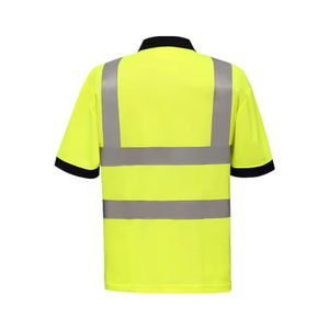 Camiseta Polo de Seguridad Personalizada de Alta Visibilidad Clase 2, Amarilla y Azul Marino, Reflectante, con Bolsillo, para Trabajo de Construcción - Product Image 4