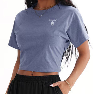 Crop Tops Cortos de Algodón para Mujer al por Mayor, con Logotipo Personalizado, Sexy, Casual, Camisetas Cortas para Mujer - Product Image 1