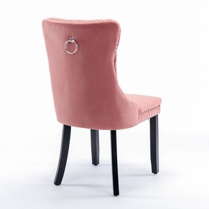 Set di Sedie da Pranzo Moderne di Alta Gamma, in Legno Massello con Rivestimento in Velluto, Gambe in Legno, Finitura con Borchie, Design Contemporaneo in 2 Pezzi - Product Image 5