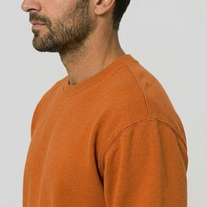 Custom <b>Men's</b> <b>Orange</b> Crew Neck <b>Sweatshirt</b> 100% Cotton Knitted Regular Fit Casual Pullover Autumn Wear For <b>Men</b> - Product Image 4
