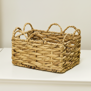 Handmade Water Hyacinth Basket Natural Eco-Friendly Woven <b>Storage</b> Organizer Laundry Basket <b>for</b> <b>Clothes</b> Toys Durable Basket - Product Image 1