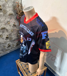 Maillot de football unisexe sublimé Camp Crystal Lake, col en V, manches courtes, maille respirante, grande taille, écologique, séchage rapide, adulte - Product Image 4