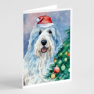 Old English Sheepdog Whimsical A7 Tarjetas de felicitación de Navidad Paquete de 8 tarjetas de notas en blanco con sobres Tamaño 5x7 - Product Image 1