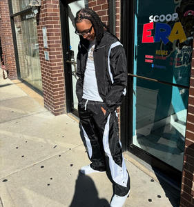 Ensemble de veste deux pièces GUCHA SPORTS pour homme, style streetwear, coupe oversize, coupe-vent en nylon, fermeture éclair, réversible - Product Image 4