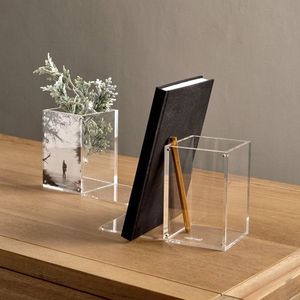 Transparent Acrylic Bookend <b>Stand</b> For Creative Bookshelf Decoration And Professional Office Organization Needs - Product Image 1