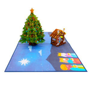 Vendeur chaud Noel Arbre Nativité 3D Pop Carte Top Tendance Artisanat Vietnam Conception Personnalisée Impression Offset Cadeaux De Noël Artisanat - Product Image 5