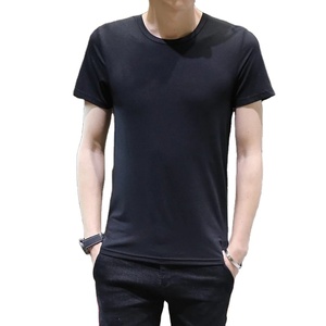 T-shirt décontracté anti-rétrécissement pour hommes, coupe ajustée, respirant, noir et blanc, OEM, T-shirt vierge standard teint en haut - Product Image 1