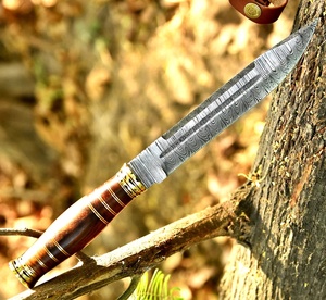 Couteau de survie et utilitaire A&M Enterprises en acier Damas de qualité industrielle avec manche en bois, idéal pour le camping et la chasse (OEM) - Product Image 5
