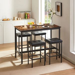 Set of <b>2</b> Upholstered 24" <b>Bar</b> <b>Stools</b>, Black Faux Leather & Metal Frame, Counter Height Chairs for Kitchen Island - Product Image 2