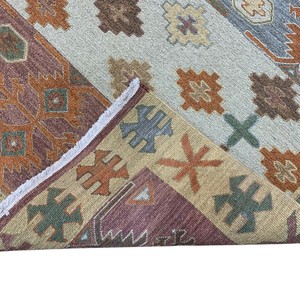 Tapis Kilim en laine fait main moderne, tissé à plat, élégant pour la décoration intérieure - Product Image 2