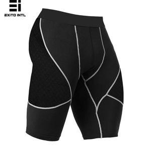 Shorts de sport décontractés pour hommes, unis, teints, à compression, taille élastique, séchage rapide, coupe-vent, en Spandex/Polyester - Product Image 1
