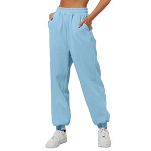 Pantalon de survêtement d'hiver doublé en molleton anti-boulochage 100% coton pour femme, fermeture à cordon plat, pleine longueur, 320g - Product Image 1